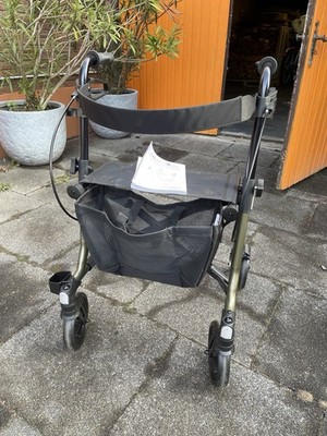 Dietz TAiMA M GT Rollator, faltbar, leicht, mit Sitz, 4 Räder, schwarz/olivgrün