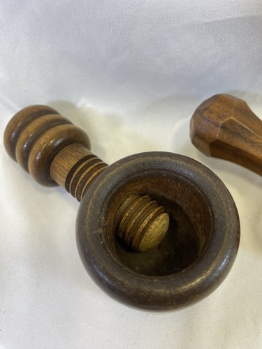 Lote De 2 Cascanueces Vintage Madera Maciza Tipo Tornillo Nogal Nuez Hecho En Alemania - Imagen 3 de 7