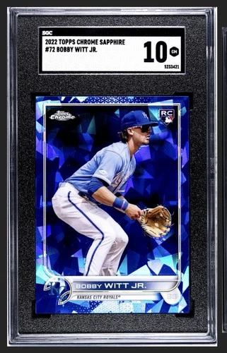 2022 Topps Chrome Sapphire Bobby Witt Jr. PSA #72 RC SGC 10