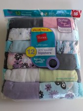 New Hanes Girls Tagless Cotton Panties Hipsters 12 Pack Size 16 Multicolor