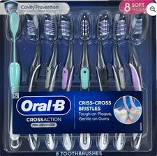 Oral-B CrossAction Pro Advanced Soft Criss-Cross Toothbrushes 8 Pack Multicolor