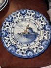 Vintage Delft Blue Holland Hand Painted Wall Clock Scalloped Edge 10” RARE WORKS — photo 1