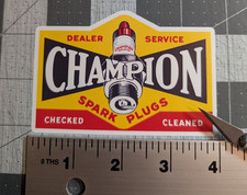 Vintage Champion Sparkplug Vinyl Sticker Decal -Classic -Racing -Garage-Gas Oil