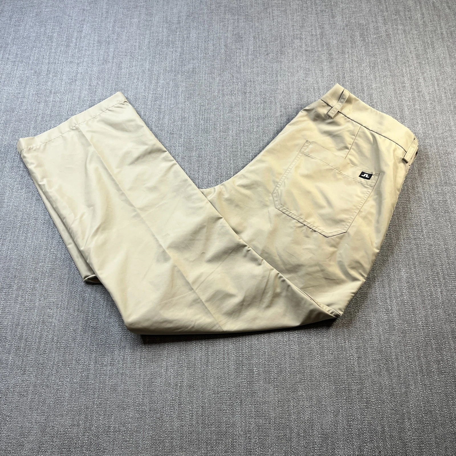 J. Lindeberg Pants Troon Regular Microtweed Mens 34 x 30 Khaki Beige Performance