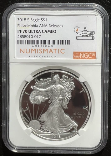 2018-S $1 SILVER AMERICAN EAGLE NGC PF70 Philadelphia ANA Releases : 06602