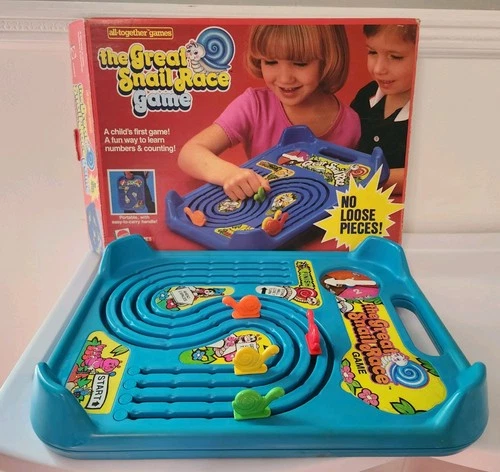 Vtg 1985 Mattel The Great Snail Race All Together Portable Counting Board Game