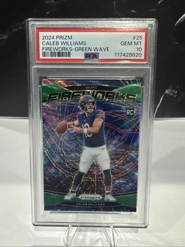 2024 Panini Prizm - Fireworks Caleb Williams #25 Green Wave Prizm (RC)