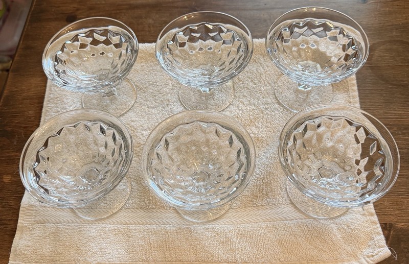 Vintage Fostoria Low Sherbert American Clear Dessert Glasses Set 6 no chips