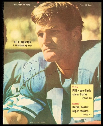 Bill Munson Autographed Signed Sporting News Cover Detroit Lions