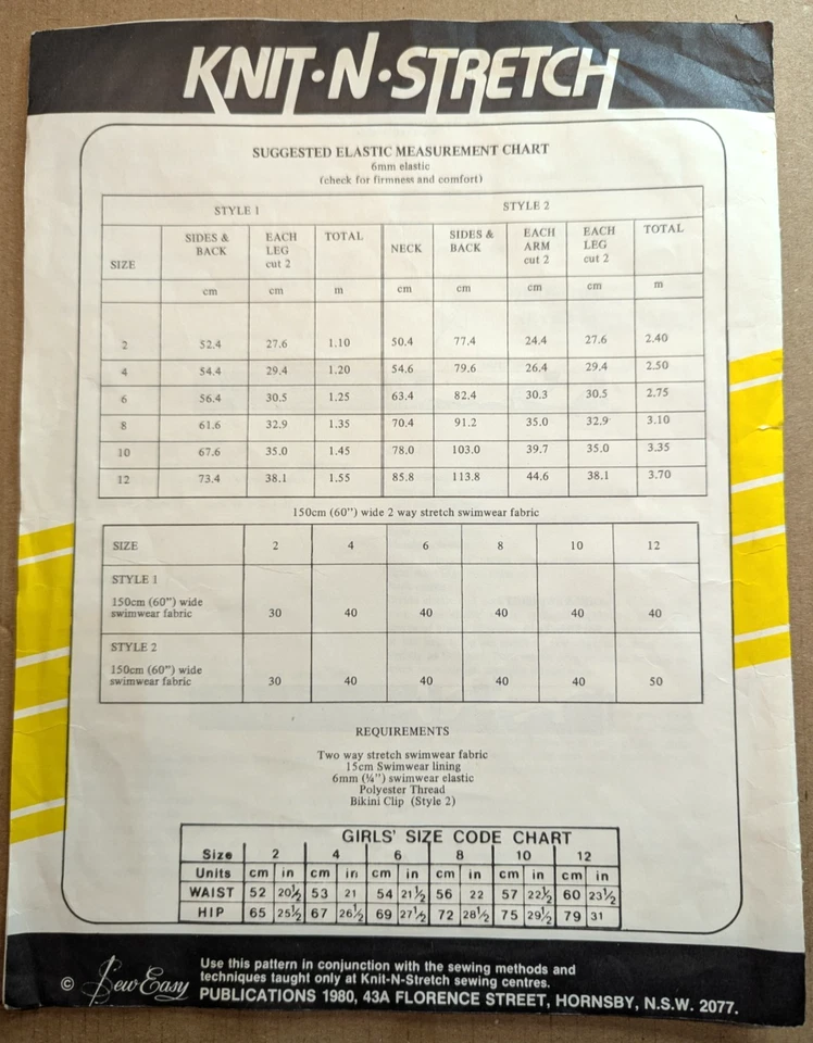 Knit-N-Stretch Girls Swim suits 475A Sz 2-12 Vintage Two Styles 1980 UNCUT - Image 2 of 4