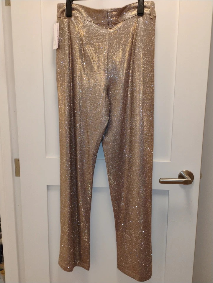 Wild Fable шампанского отлива широкие ноги брюки молнии эластичный пояс новый размер 10 - Изображение 2 из 2