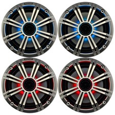 4x of Kicker 8" OEM Marine Coaxial Silver Speakers with MultiColor LED Lighting