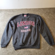 London England Embroidered GB Union Jack Flag Crew Neck Sweatshirt Men s Size S