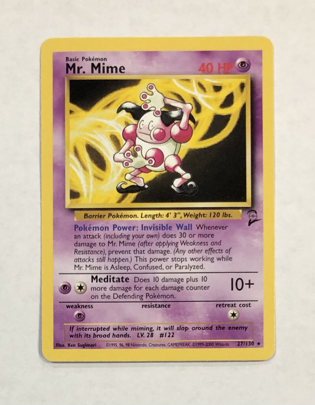 Pokemon MR. MIME Card 27/130 Base Set 2 RARE NM English Regular Near Mint