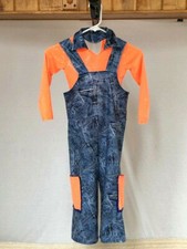 Orange  Denim Lycra Youth Overalls Character Dance Costume