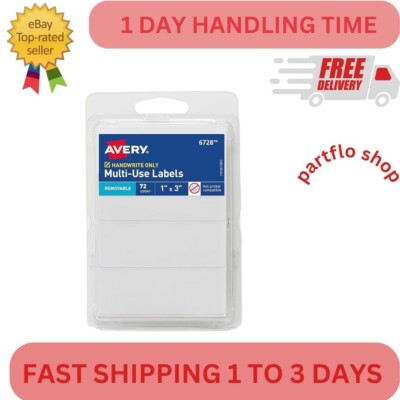 Avery Removable Writable Rectangular Label - White, Pack of 72