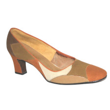 Vintage 1960s Fashion Craft Mod Color Block Suede Leather Fall Color Pumps Shoes