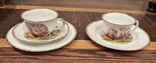 Set of 3 Plates and 2 Teacups Royal Rudolstadt 1950s Angelica Kaufmann SIGNED