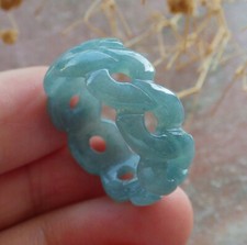 Certified Icy Green Natural A JADE Jadeite Knotted RING USA. 9.75    635985 AS
