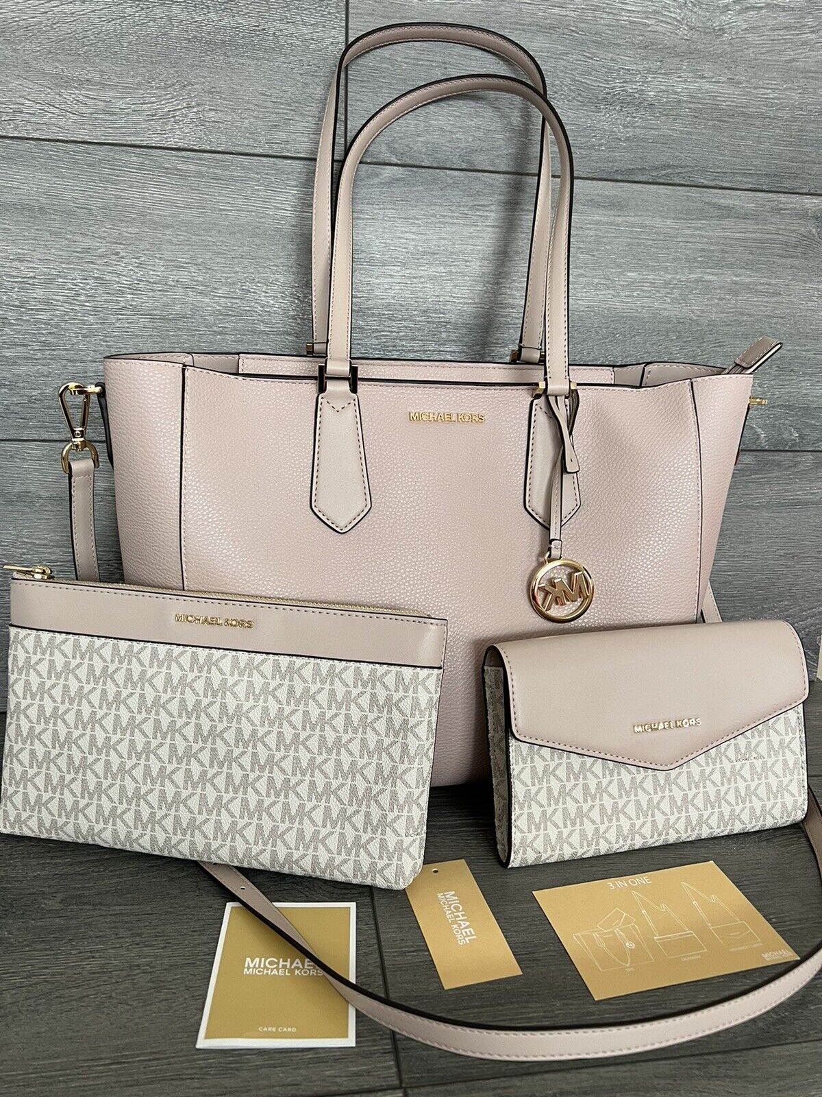 素材レザー新品 MICHAEL KORS KIMBERLY 3 IN 1 トート ラージ - トート