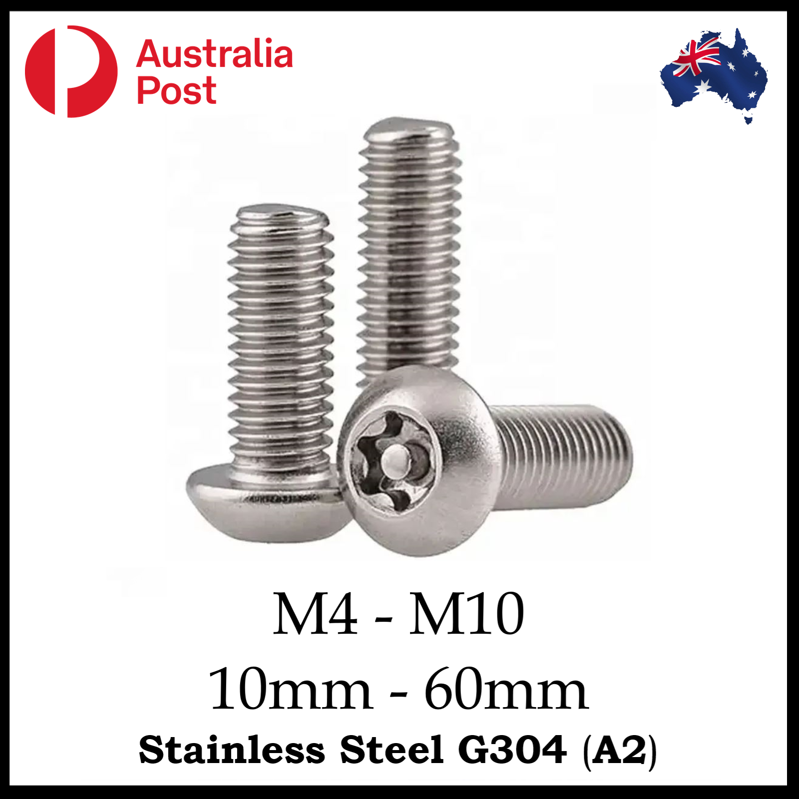 M4 M6 M8 M10 Button Torx Post Head Security Bolt s Screw s Stainless ...