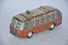 Vintage Battery School Bus MT Trademark Litho Tin Toy,Japan