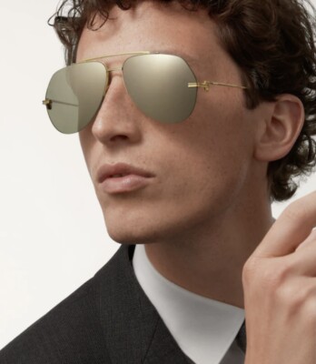 Cartier ゴールド アビエーターサングラス Cartier Aviator Sunglasses Solid 18K Yellow Gold Polarized Flash