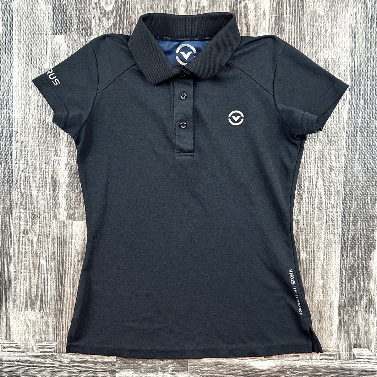 VIRUS Womens Size XS Black Short Sleeve Polo Fitted STREET TECH