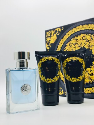 Versace Pour Homme Men 3pc Set Cologne Spray 1.7 oz After Shave Balm Shower gel