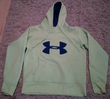 Under Armour storm coldgear semi fitted youth pullover hoodie green blue size M