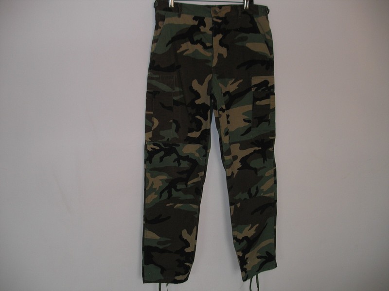Vintage Military Hot Weather Pants Medium Long Woodland BDU B