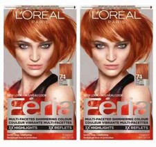 2 x L  oreal Paris Feria Deep Copper Blonde 74 3x Highlights Hair Color