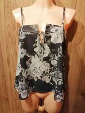 Mango Women's Sun Black Cami Top with Gold Metallick Shimmer Size M (10-12)