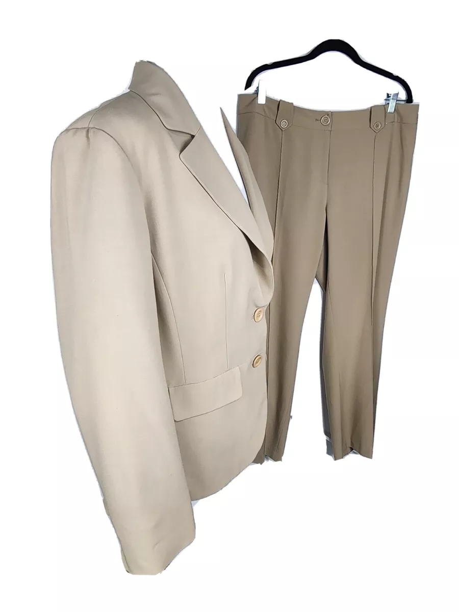 Lane Bryant WMS Sz 14 Biege Color Poly Rayon Spandex Blend Pant Suit S65