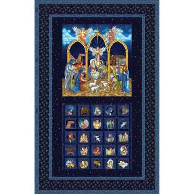 Missouri Star Nativity Advent Calendar Quilt - 34x57 Wall Hanging Blue Christmas