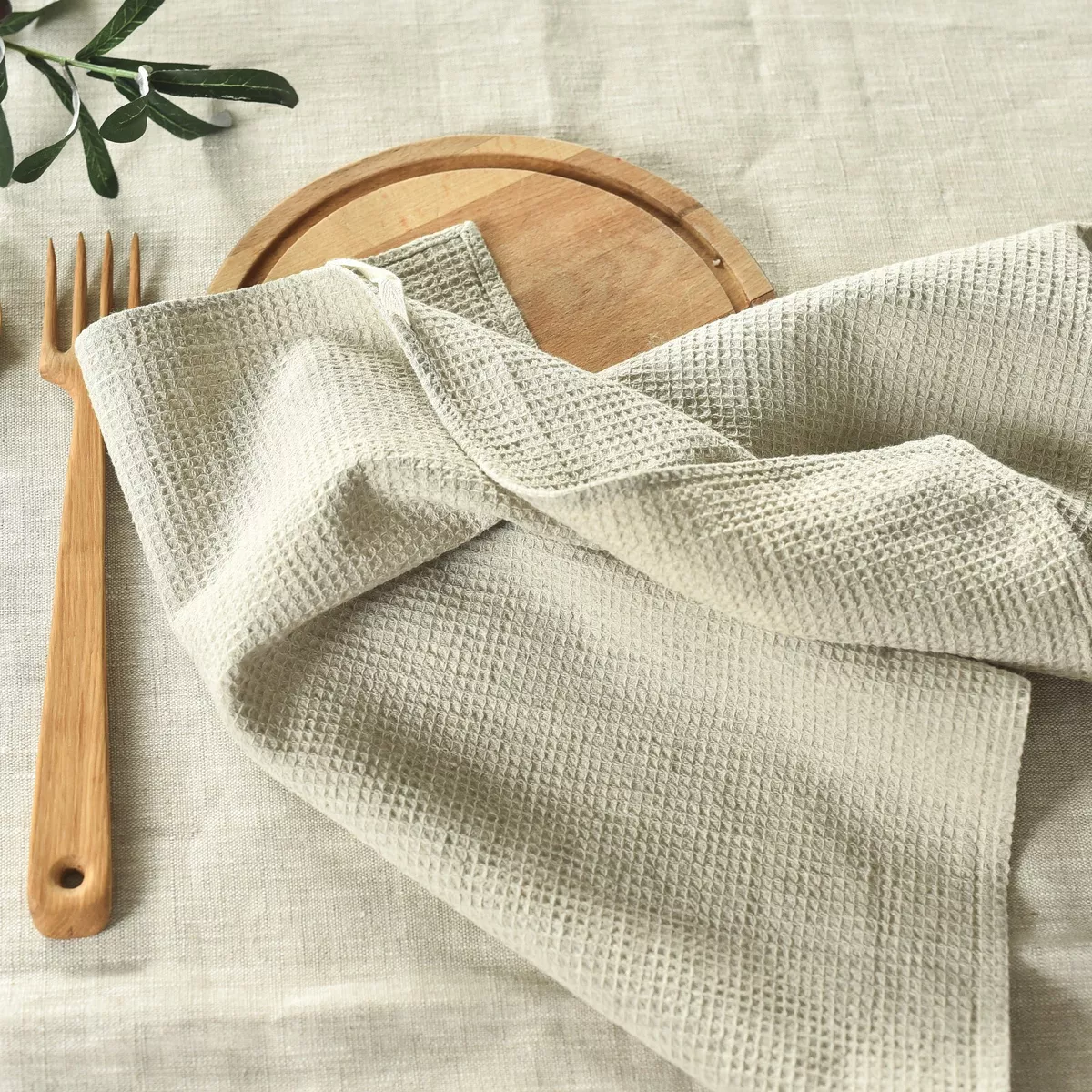 Kitchen Dish Towels Cotton Linen Organic Waffle Towel Absorbent