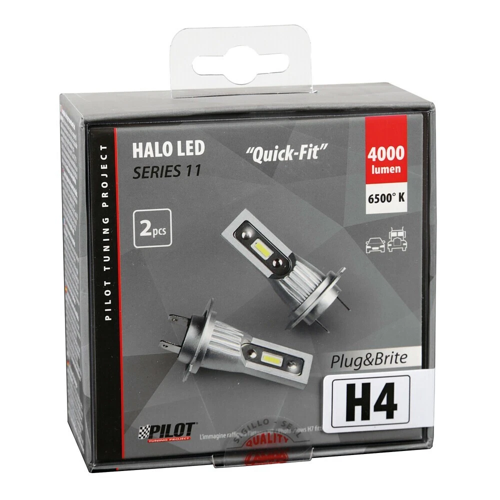 Set Light Bulbs LED X Motorcycle Lampa Pilot H4 Series 11 6500K Quick Fit 12