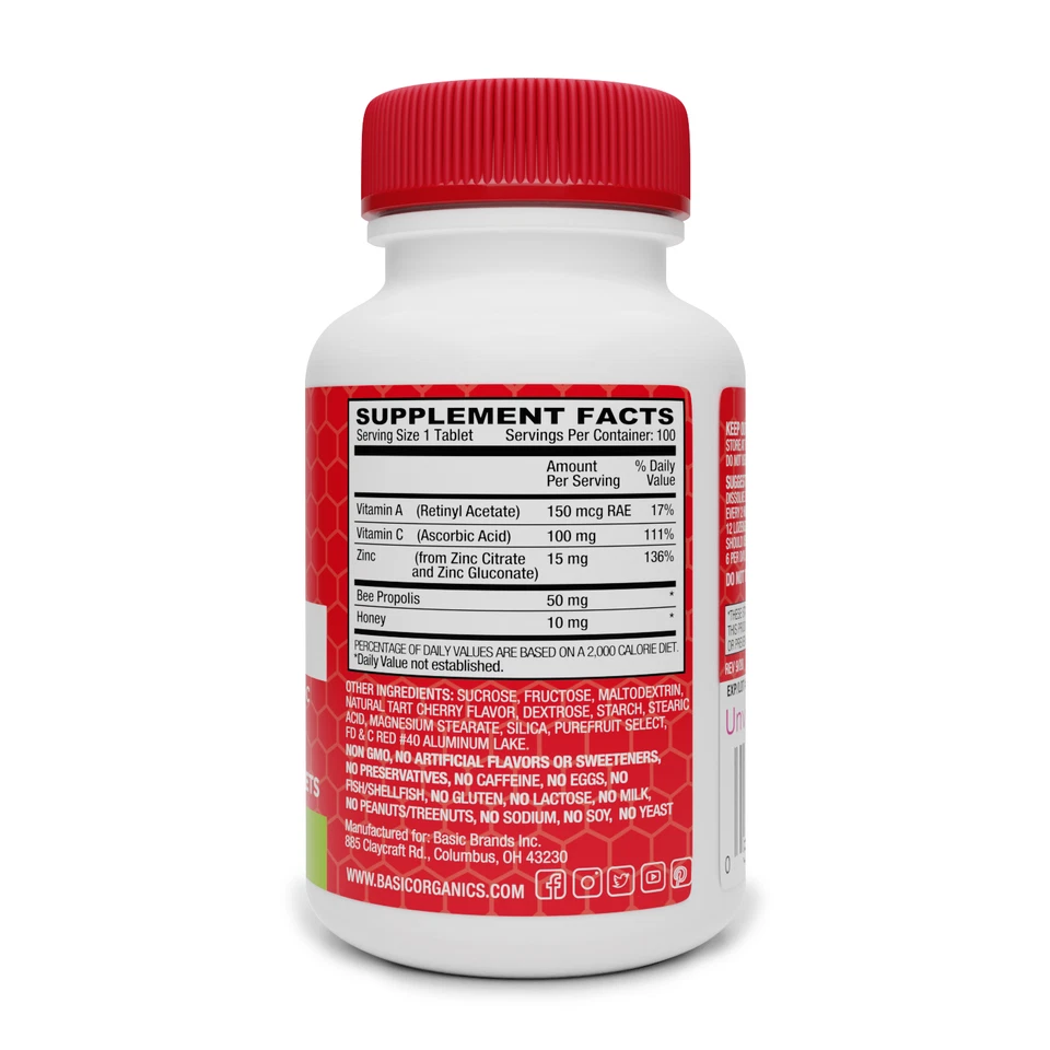 Pastillas de zinc Basic Organics (sabor cereza) Foto 3 de 4