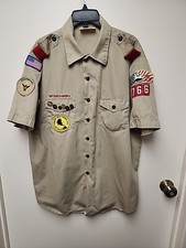 Boy Scouts of America Shirt Beige Button-Up Short Sleeve Men's Sz XL Made In USA