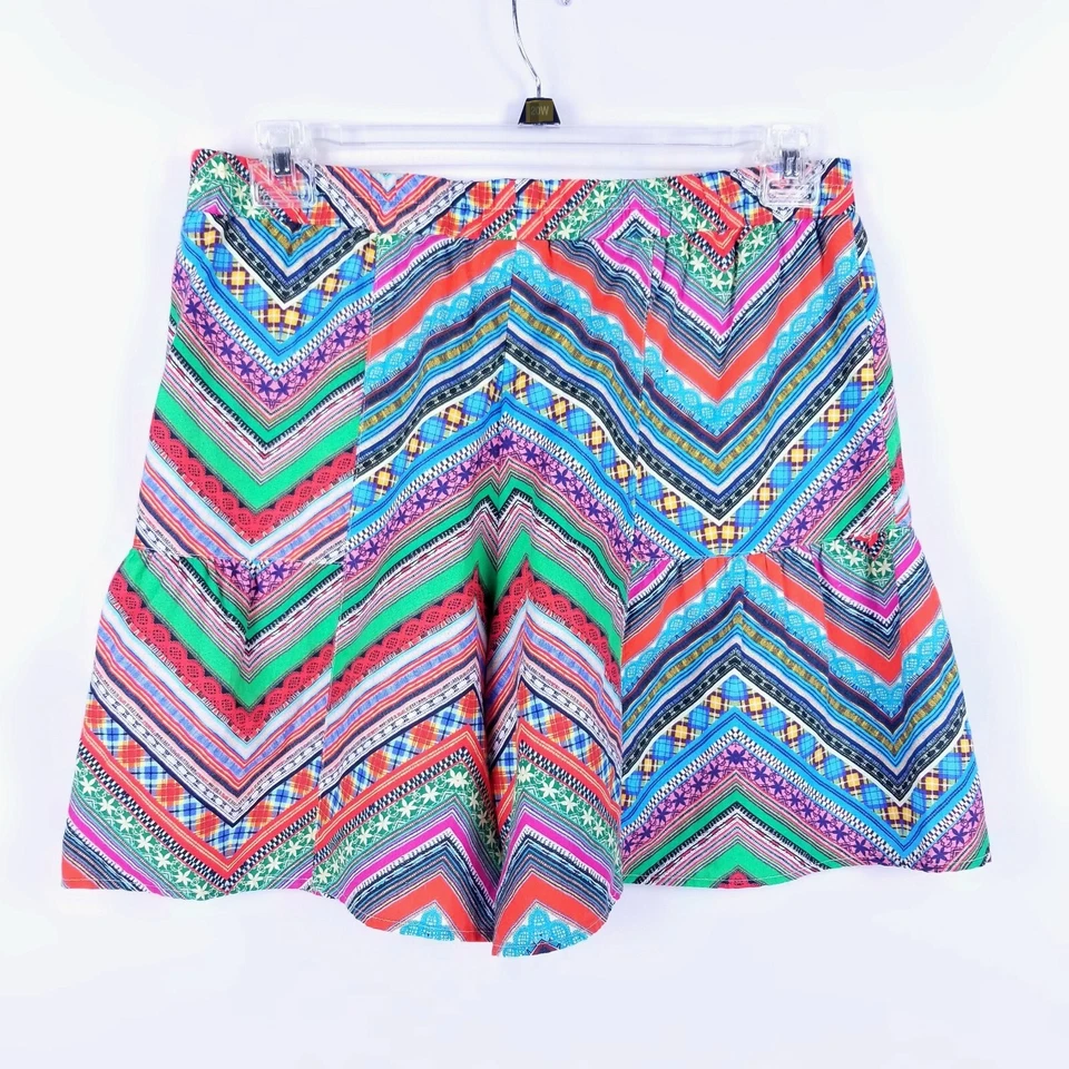 Pantalones Cortos Ivy Jane Mezcla de Lino Talla M Multicolor Bolsillos de Retazos Cintura Elástica Foto 2 de 3