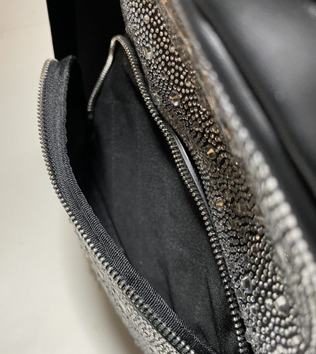 Nuovo Steve Madden 2 pezzi set regalo Bling strass zaino borsa cappello invernale nero - Foto 7 di 14