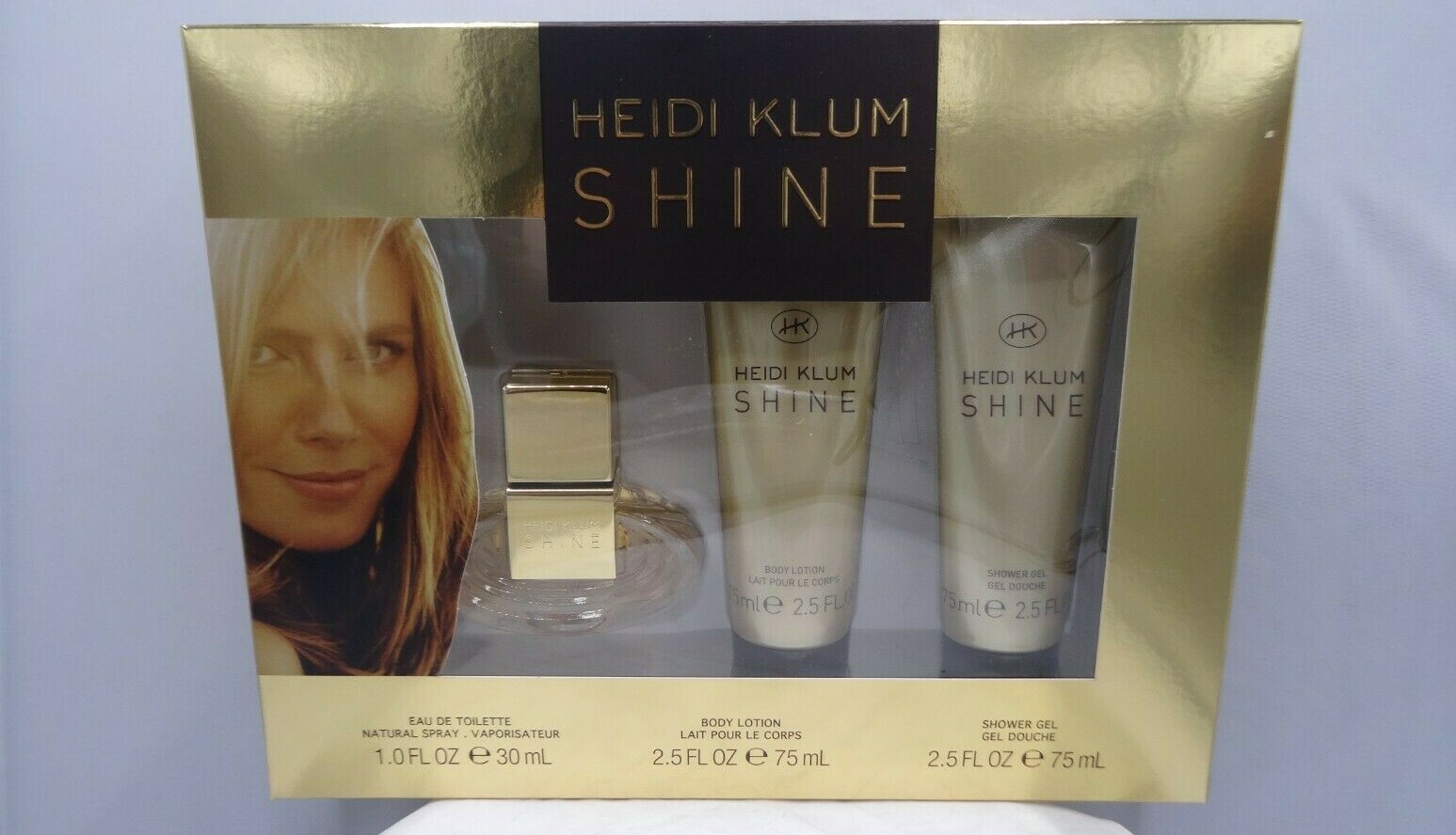 Heidi Klum Shine 3 Pc Gift Set Eau de Toilette Spray 1.0 oz, Lotion, Shower Gel
