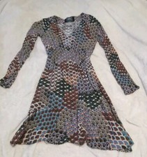 MAEVE ANTHROPOLOGIE knee length dress  Smocked Empire Waist Multicolored Small 