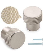 10 Pack 1 Inch, Knurled Brushed Nickel Cabinet Knobs Satin Nickel Drawer Knob...