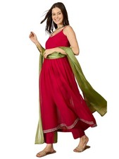 Women's Georgette Embroidered Sleeveless Anarkali Kurta Pant with Dupatta Set
