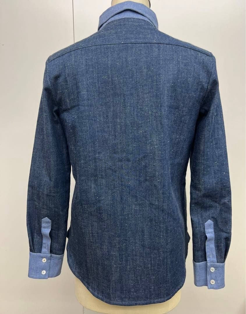 Celine Phoebe Philo Blue Patchwork Denim Shirt 20… - image 2