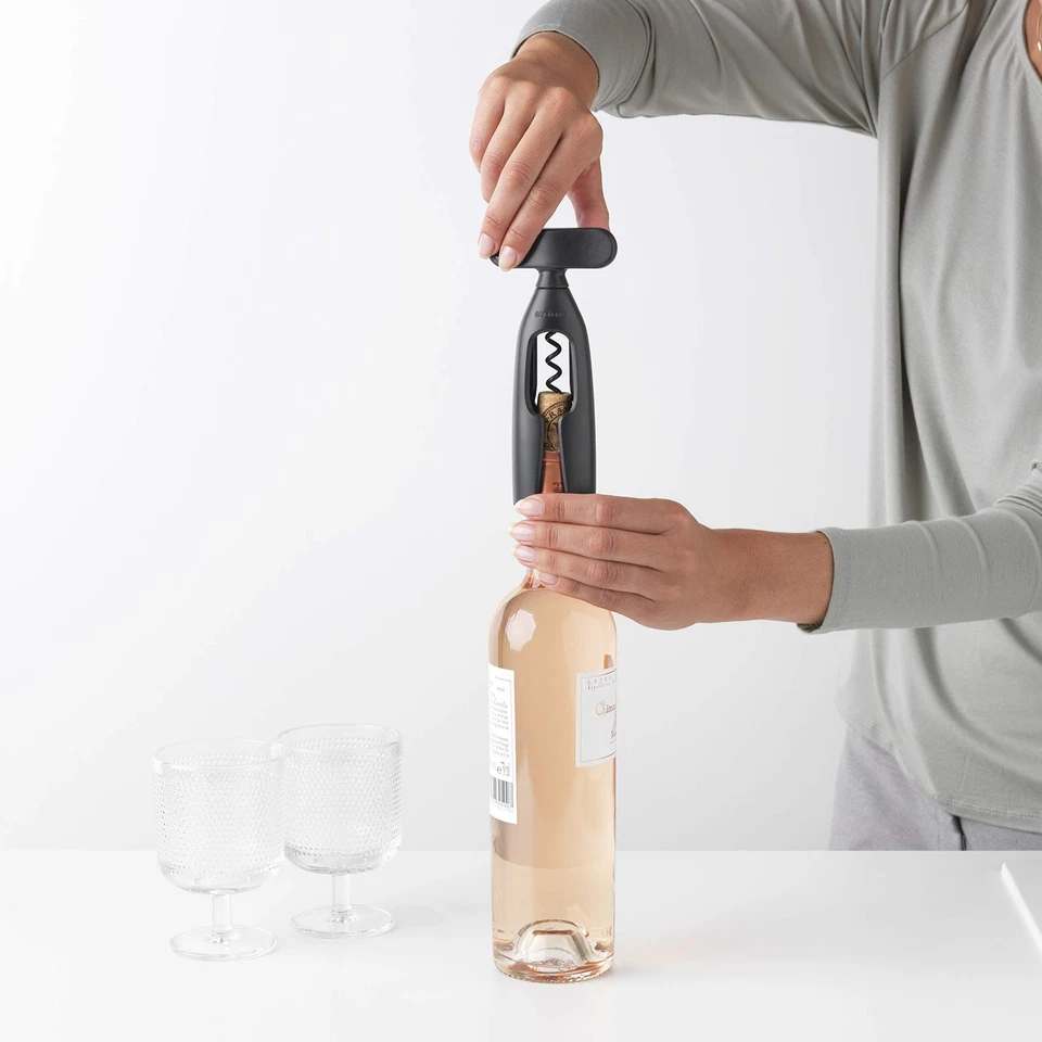 Brabantia Tasty+ Wine Bottle Opener Corkscrew (Dark Gray) Easy To Use, Foto 2 de 3