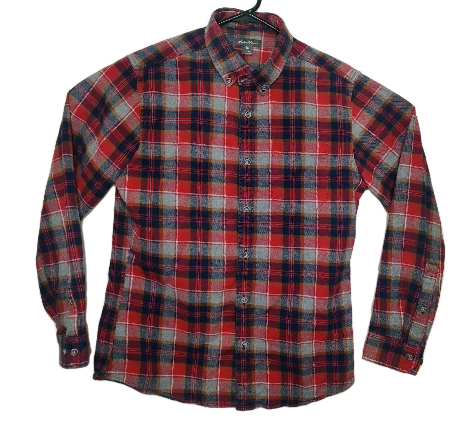 Eddie Bauer Shirt Mens Medium Flannel Red Plaid Long Sleeve Button Up Gorpcore