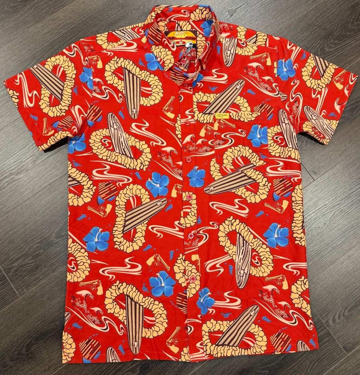 Retro Rifle Fear and Loathing Dr. Gonzo Red Floral Hawaiian S/S