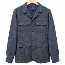 Emanuel Berg Mens Blue Wool Silk "Ryan"Overshirt Jacket Size 48 EU